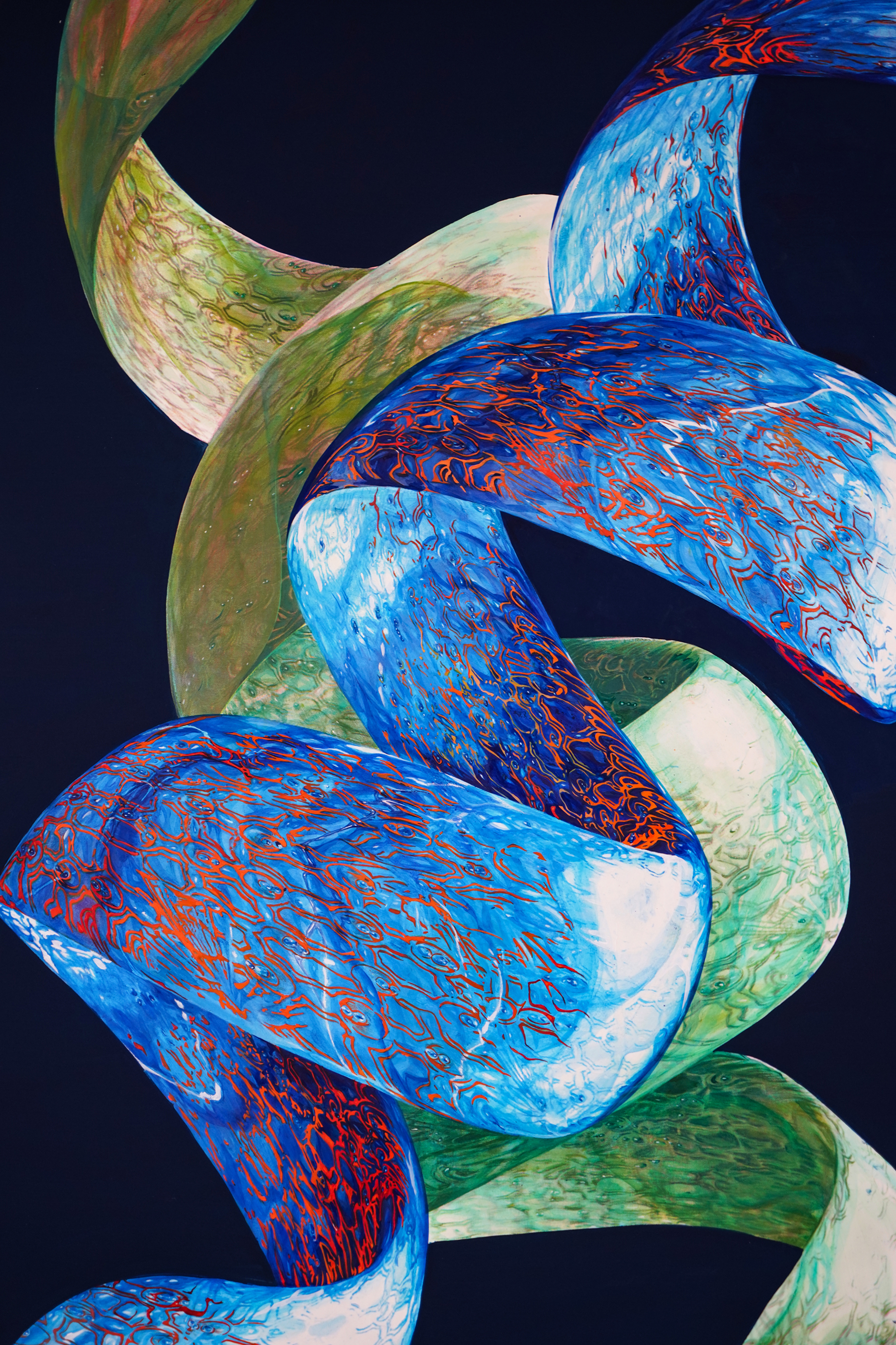 Pearls 3, 4 (Tertiary Structure) 2021-2024, acrylic and CMYK silkscreen on Somerset Satin paper, 152.4 x 91.44 cm / 60 x 36 in