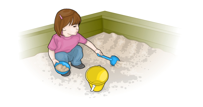 Young girl playing in sandbox