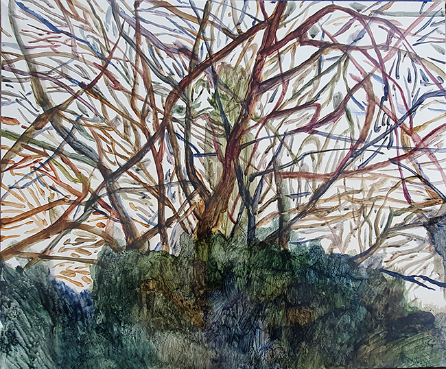 way to ( ) acrylic, gouache on paper 45x53cm 2018