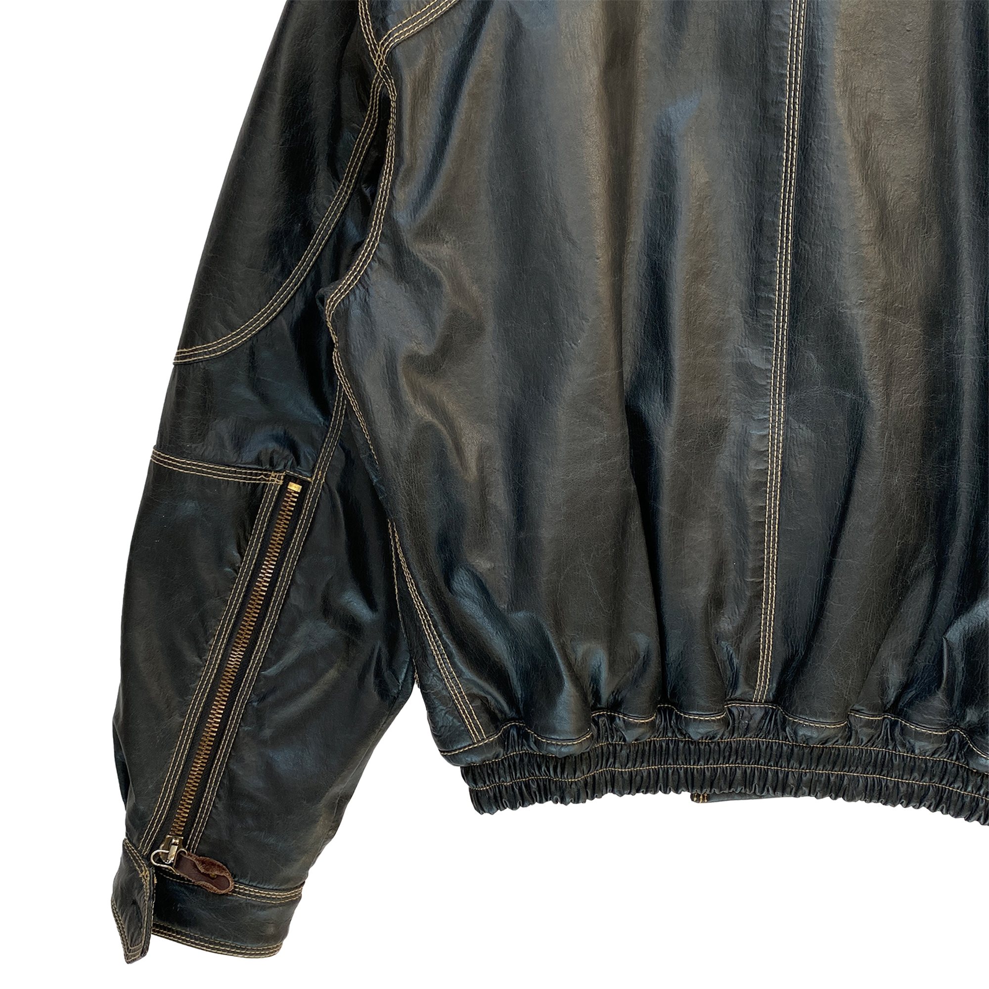 Emporio Armani, 1990s Double-zip Leather Quilted Flight Bomber 