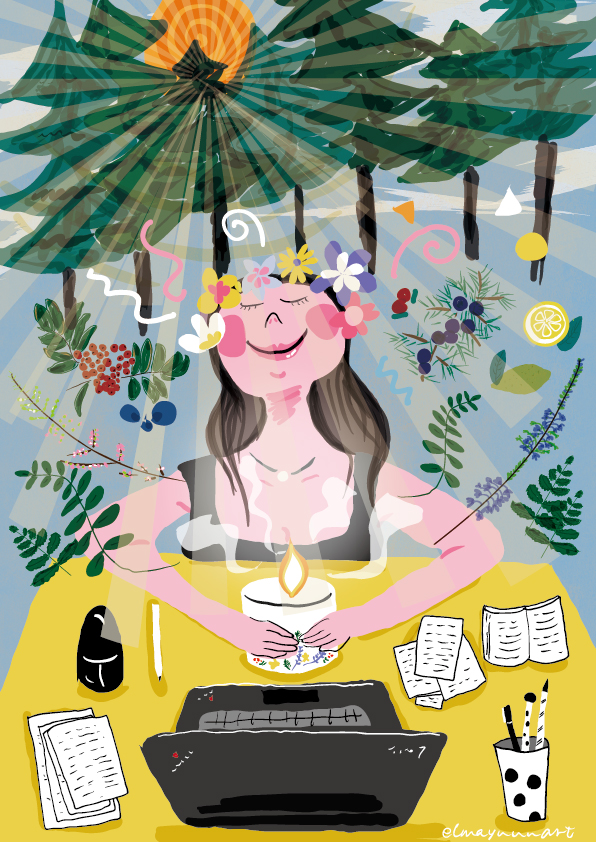 personal project-relaxing fragrance of nature-this illustration was inspired by the product concept of "the MUNIO"