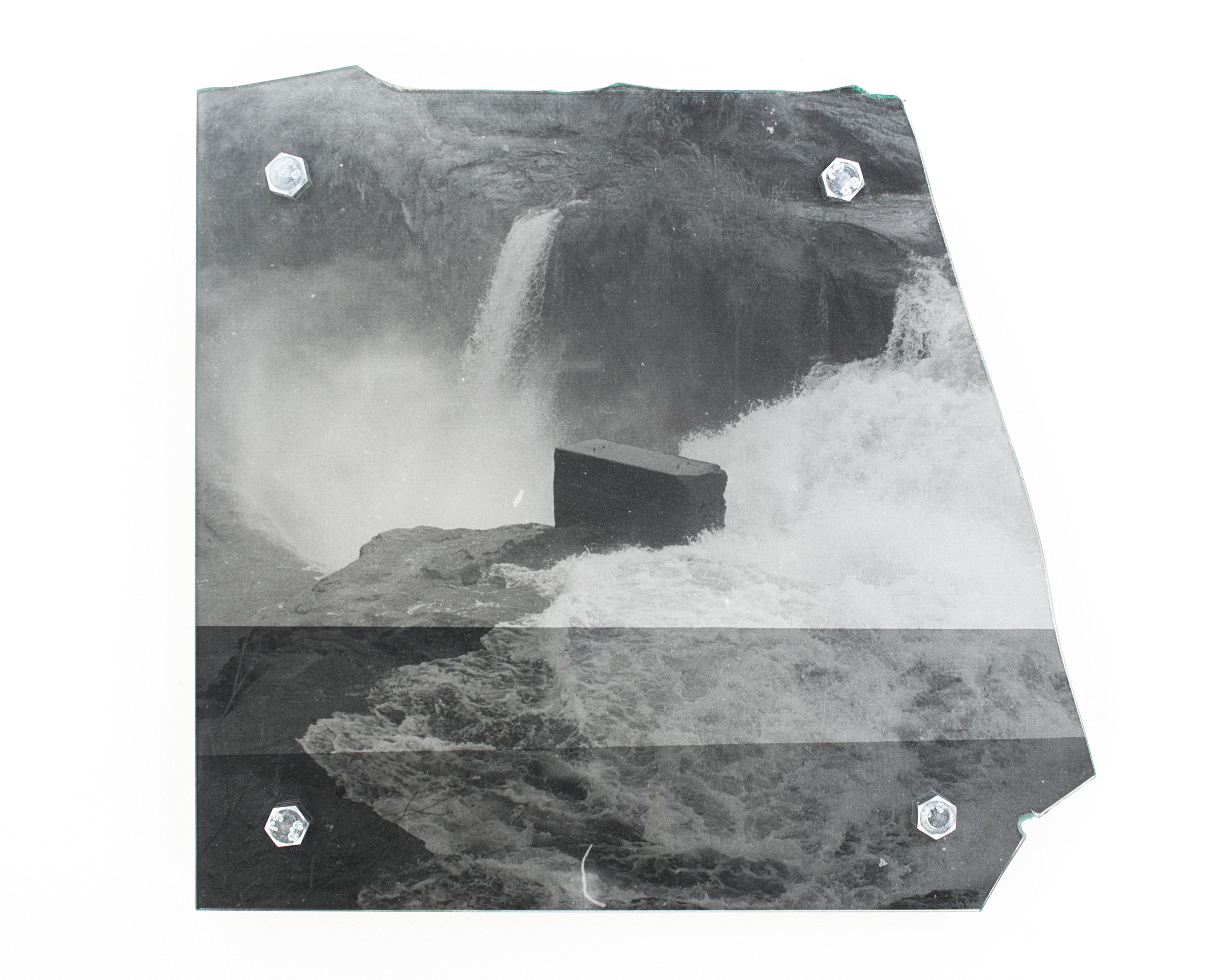 Murchison Falls -  H28xW30xD2cm - Bolts, glass,  darkroom test print, birch ply - 2020