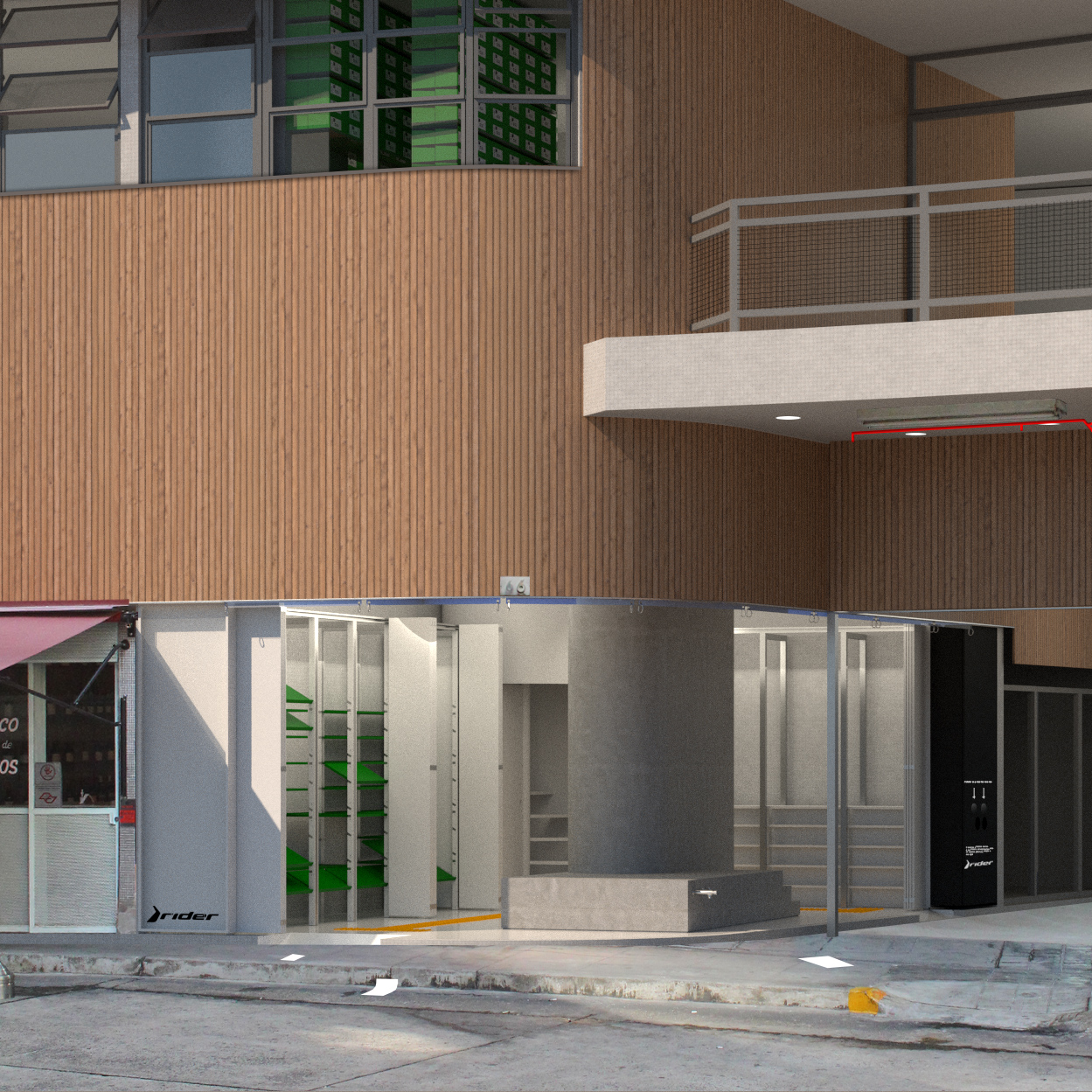 Loja de Calçados, CLUBE (coord. de projeto: Luiz Solano).  São Paulo, Brasil, 2022. Projeto não construído. 1/2