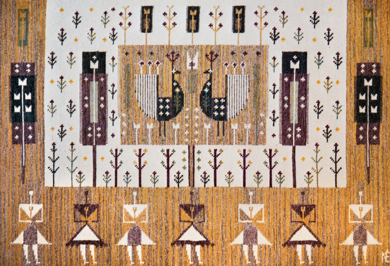 Handwoven wool rug. Serial production. 1980's