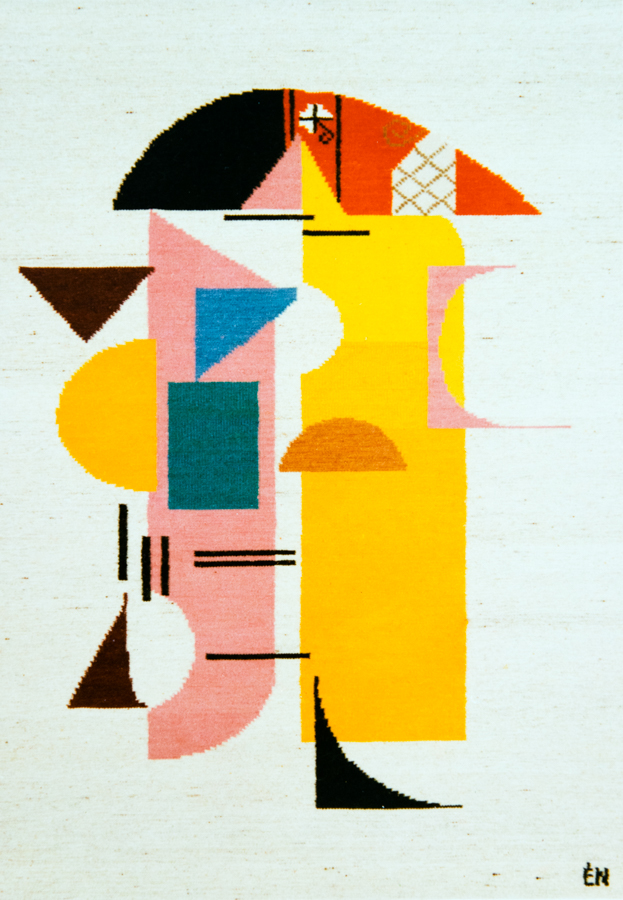 Handwoven wool rug. Serial production. 1990's