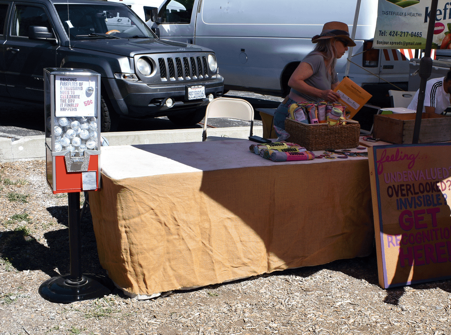 First installation at The Running Springs Farmers Market next to Jen Bruce's custom patches project