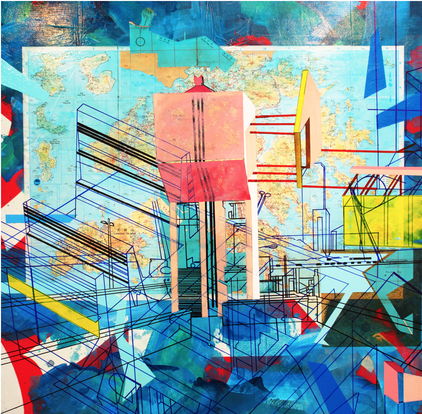 The New Territories” 2013 Mixed Media on Vinyl 100x100 cm