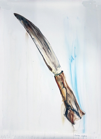 Knife, 2017. Watercolor on paper 75 x 53 Inches