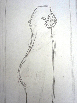 This is "Catt-Butt". It was supposed to be the side view of a human but in my sleep I added a cat head.