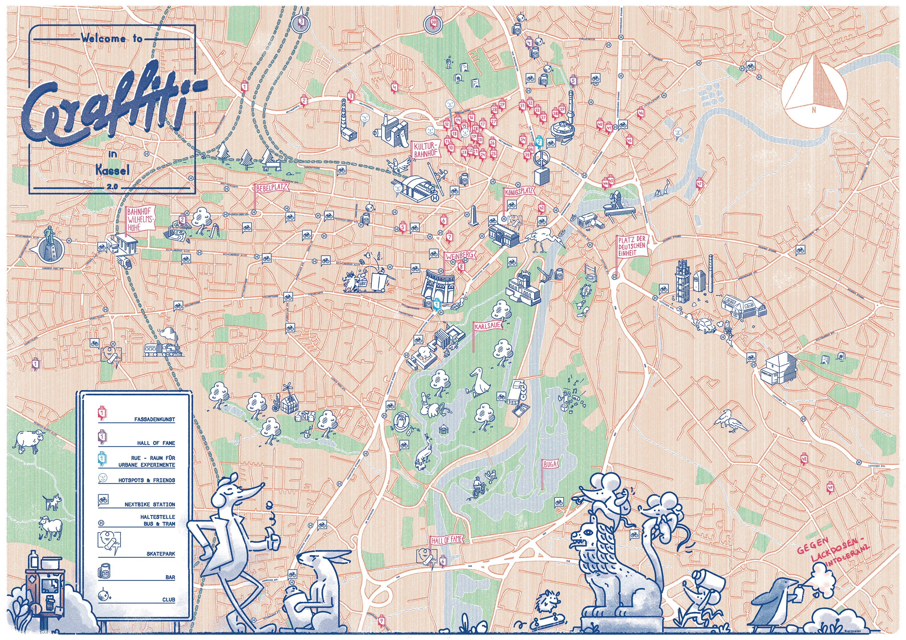 Stadt Kassel &ndash; Graffiti Stadtkarte