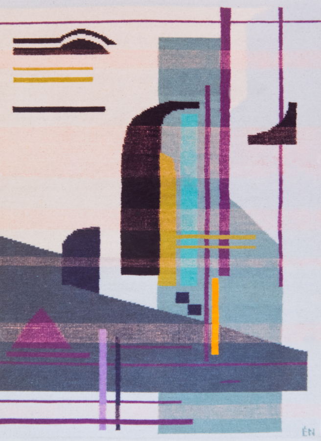 Handwoven wool rug. Serial production. 1990's