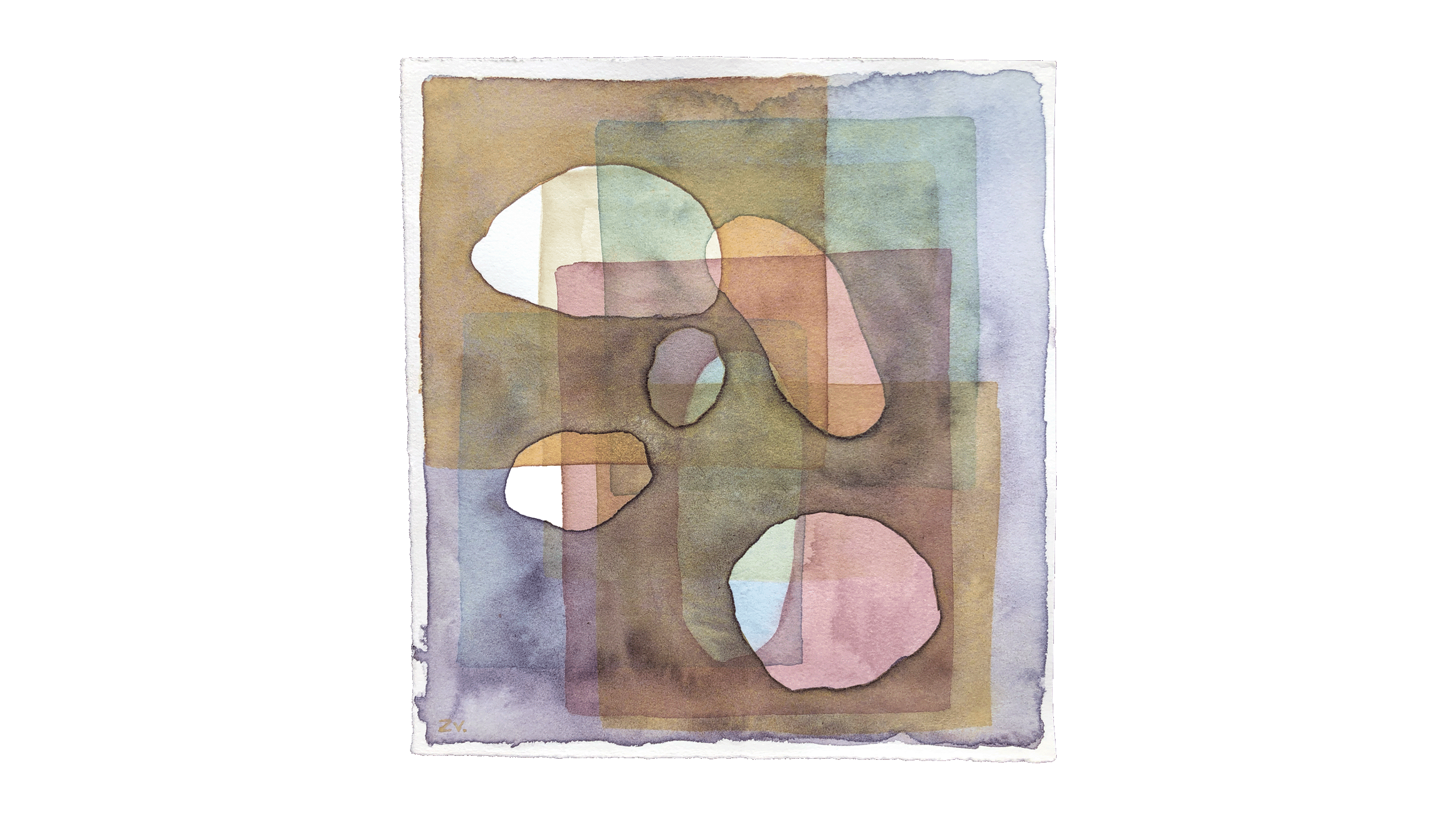 Lascas, da série Das tardes com D. Aquarela sobre papel, 19x20cm. 2021.