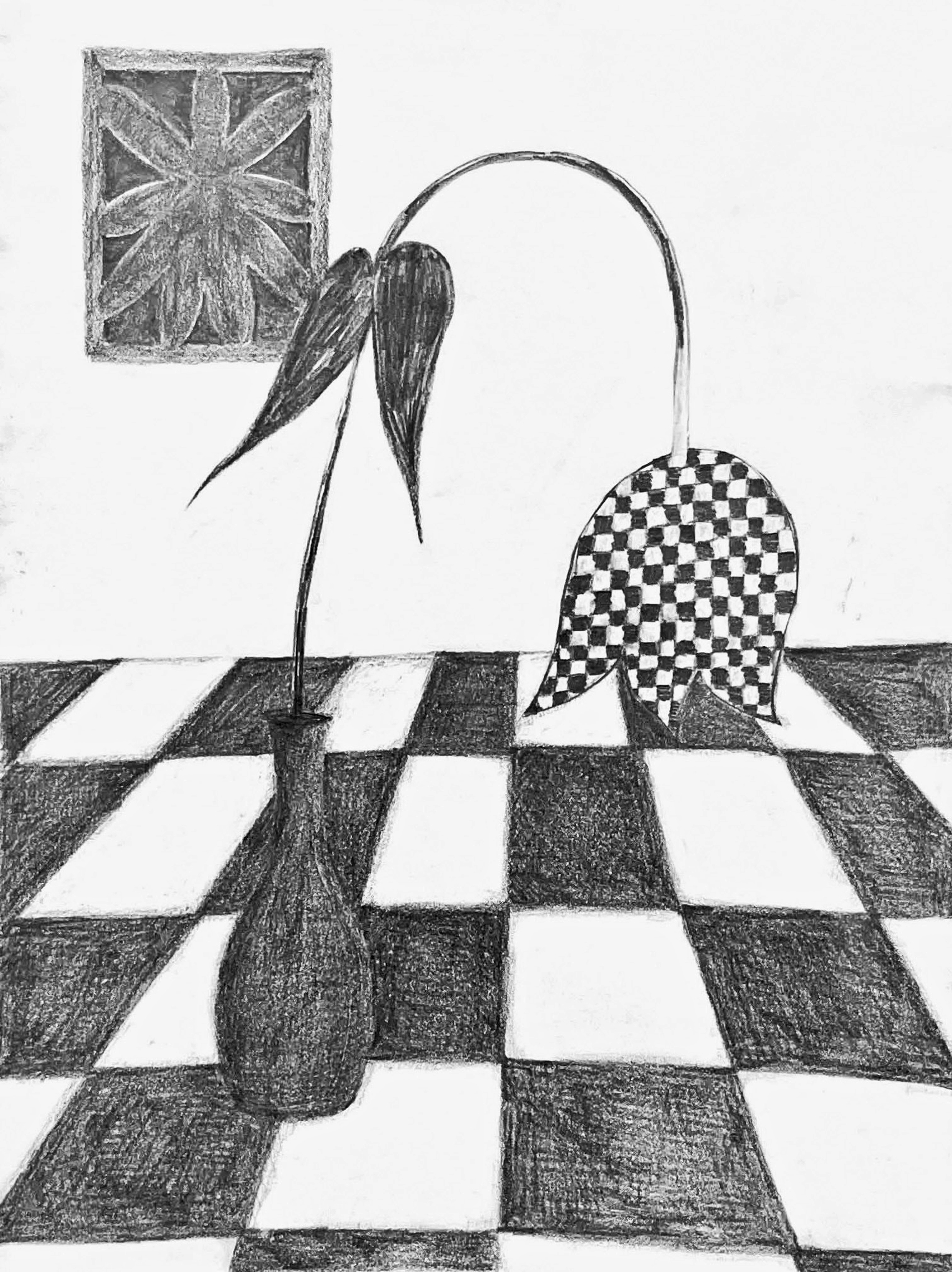 Echo Chamber (Study), 2023. Graphite on paper. 8x11 inches,