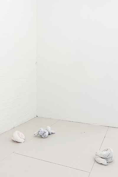 towel snakes (blue, white, pink), 2016, bath towels, plaster