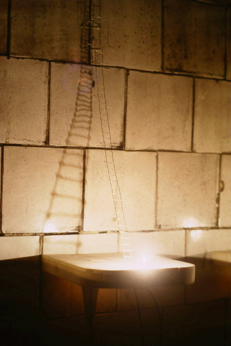 untitled (detail), wire, wood, light