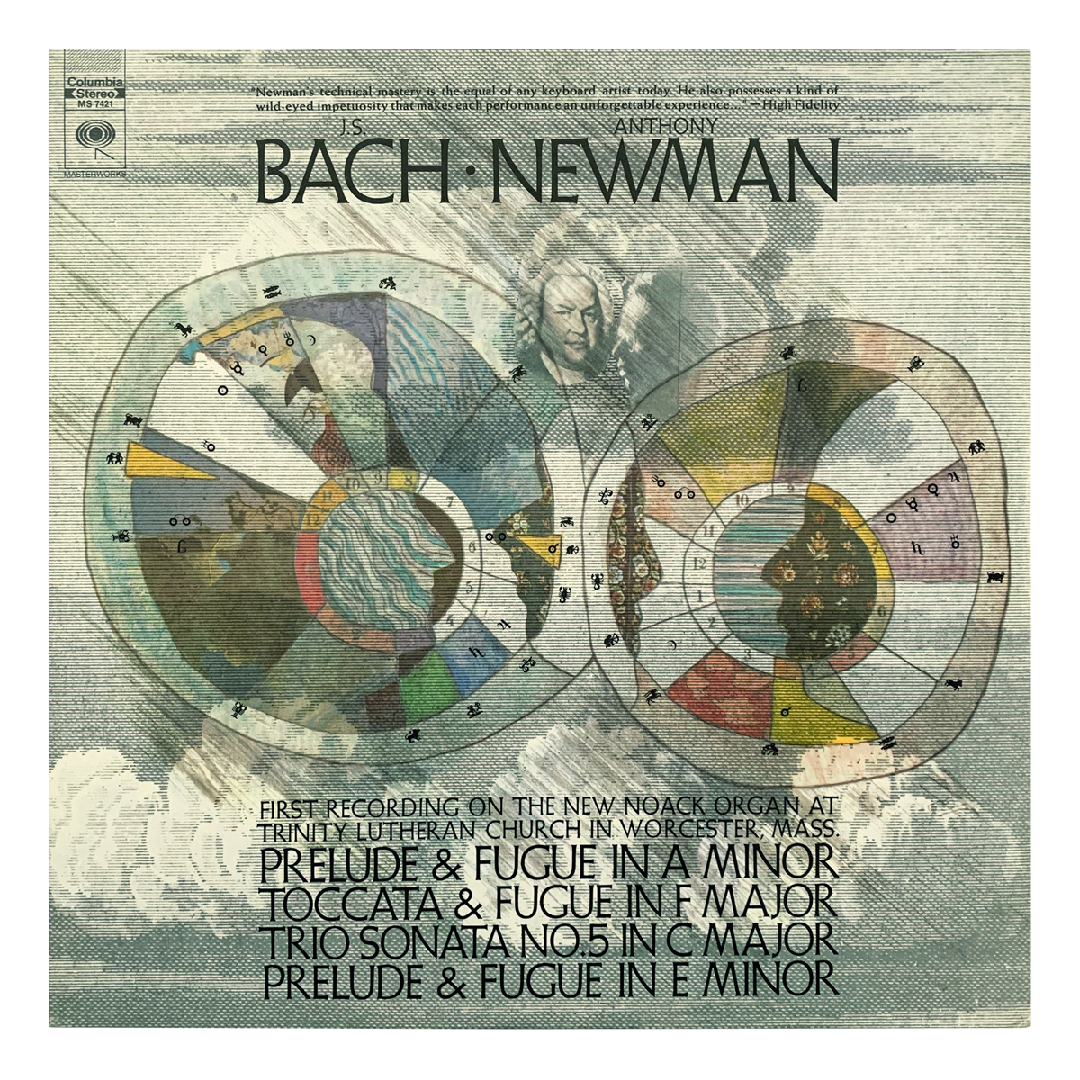 Columbia Masterworks MS 7421 Johann Sebastian Bach - Prelude and Fugue in A minor; Toccata and Fugue in F major; Trio Sonata No.5 in C major; Prelude and Fugue in E minor Anthony Newman Design: Lloyd Ziff (credited)
