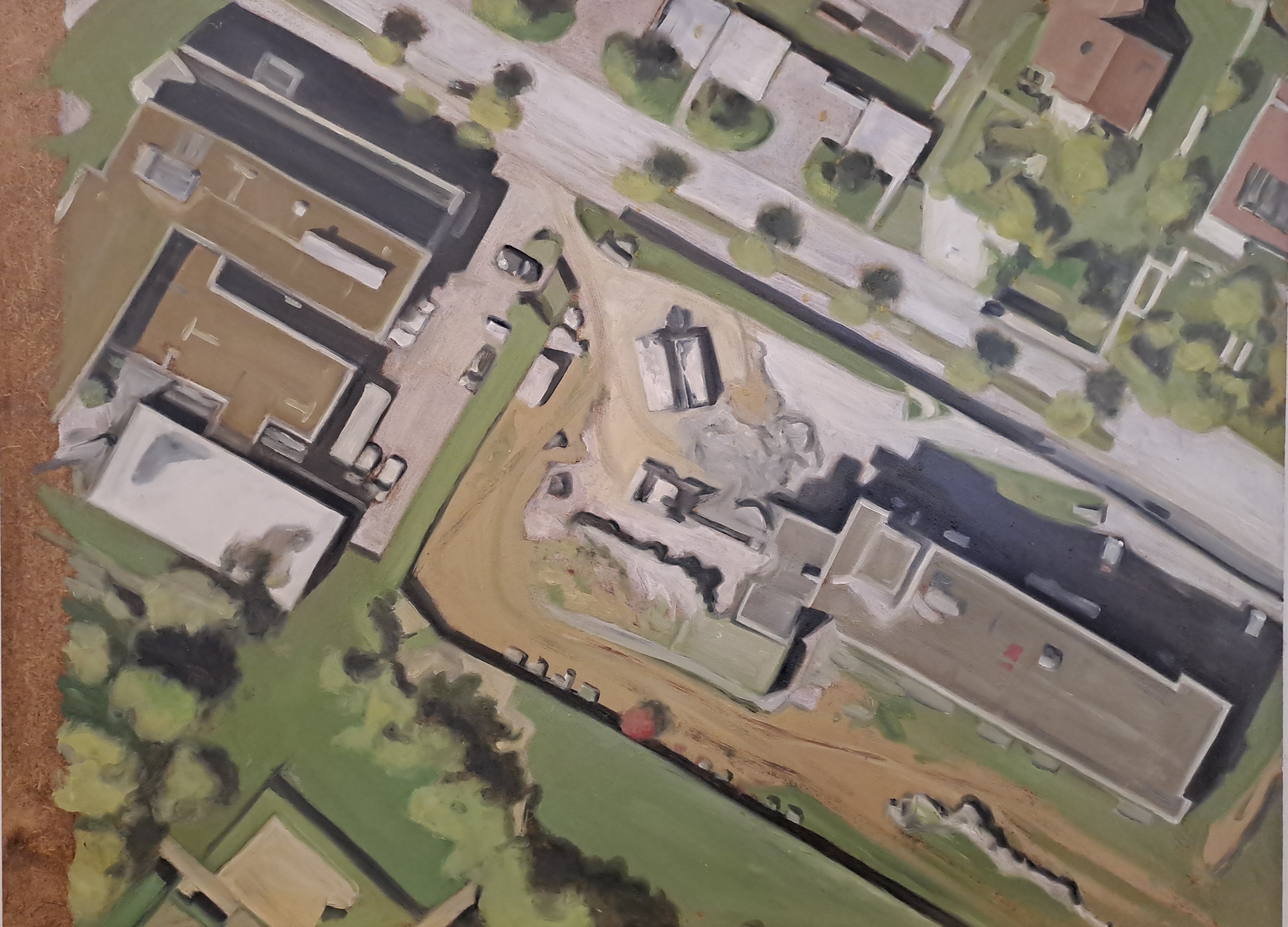 Rehbühlstrasse 12, Satelitenbild, 202457 x 42cm, Öl auf MDF