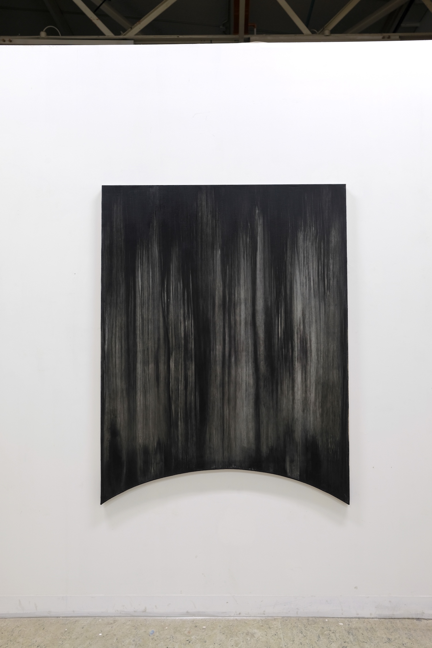 No matter how dark the storm gets overhead, they say someone is watching from the calm at the edge. Oil, acrylic, rain, linen and shaped canvas. 150 x 110 x 3.5cm 2019
