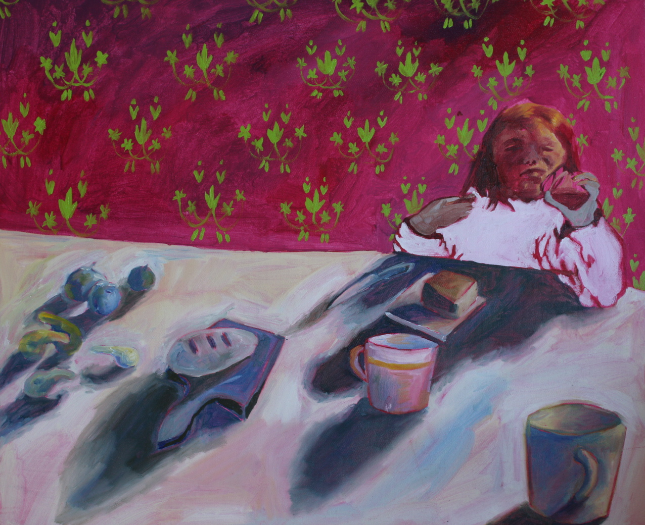 Dinner IV, oil, pastel on canvas, 28x32