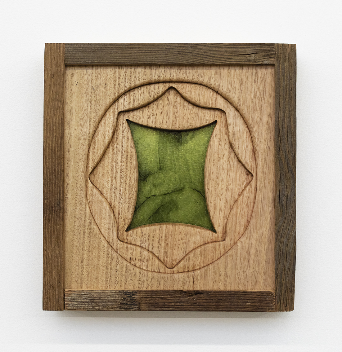 Jen Mathews, Pillow, 2021, Tasmanian oak, glass, Oregon timber, transparency print, aluminium, 22.5 x 21 cm