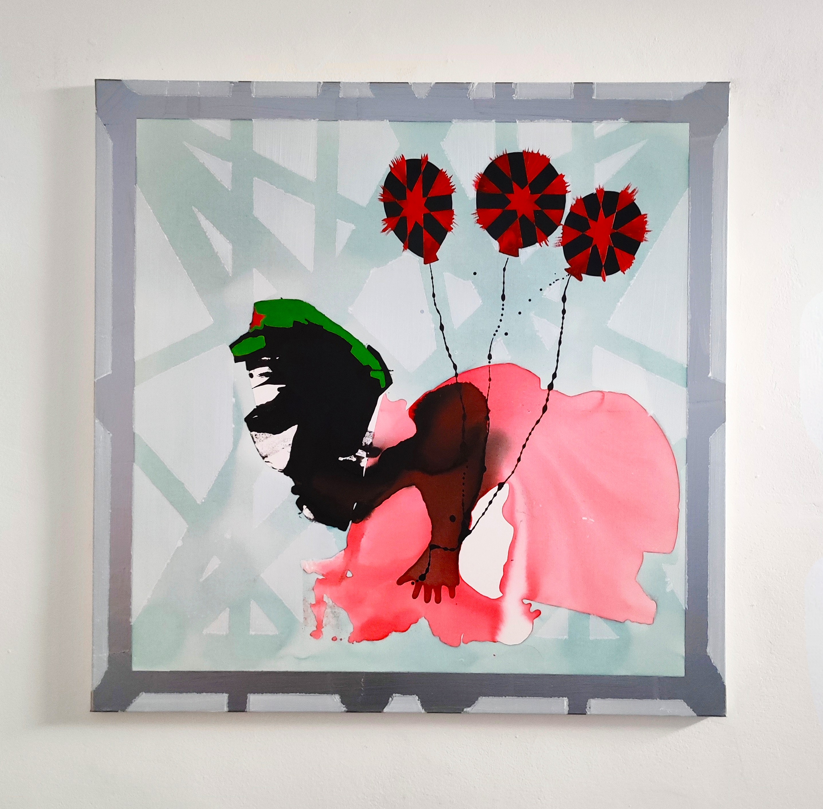 Bad baby; watercolor, acrylic, ink on canvas, 80 x 80 cm