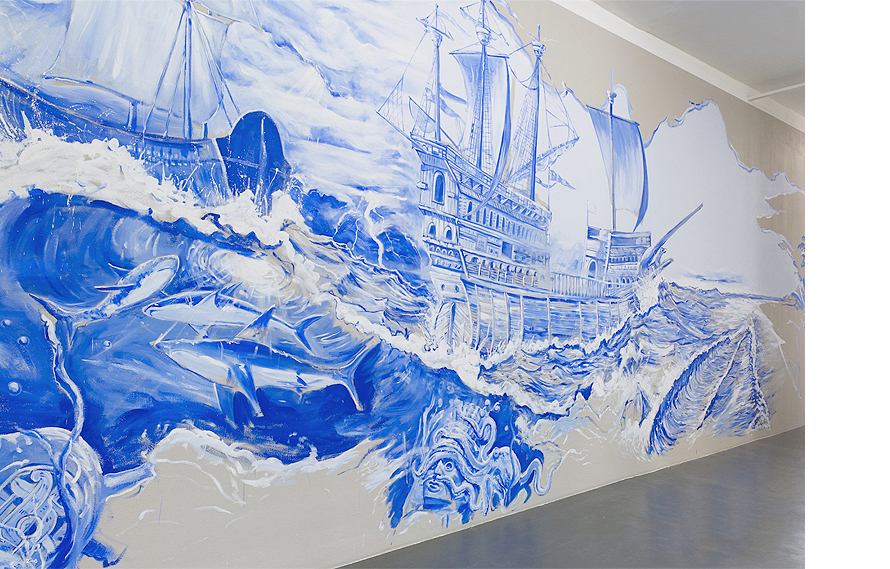 It was a rainy evening, but it was neither evening nor raining, 2020. Mural done for Witte de With Center for Contemporary Art.