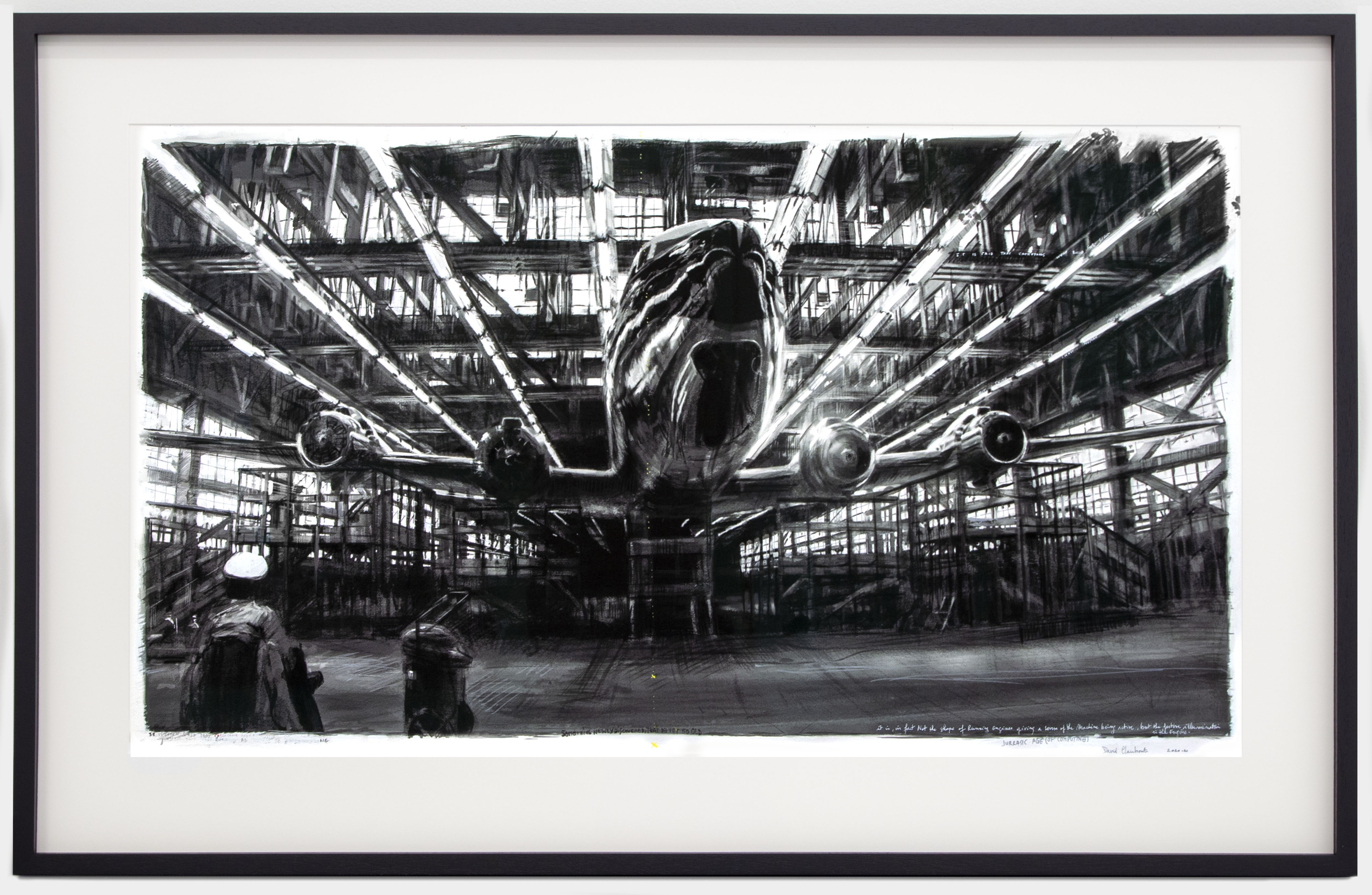 Aircraft (Jurassic Age), 2021, processual drawing, washed ink, acrylic and felt pen on paper, 66.5 x 113 cm