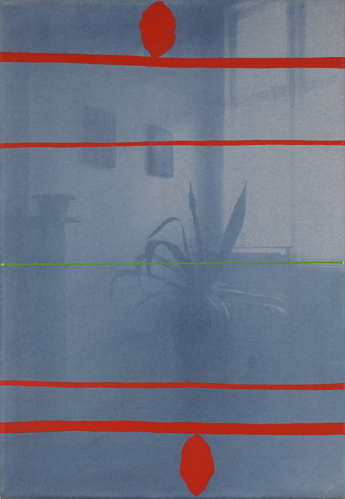 Untitled 2015, cyanotype and acrylic on canvas, 36 x 50 cm