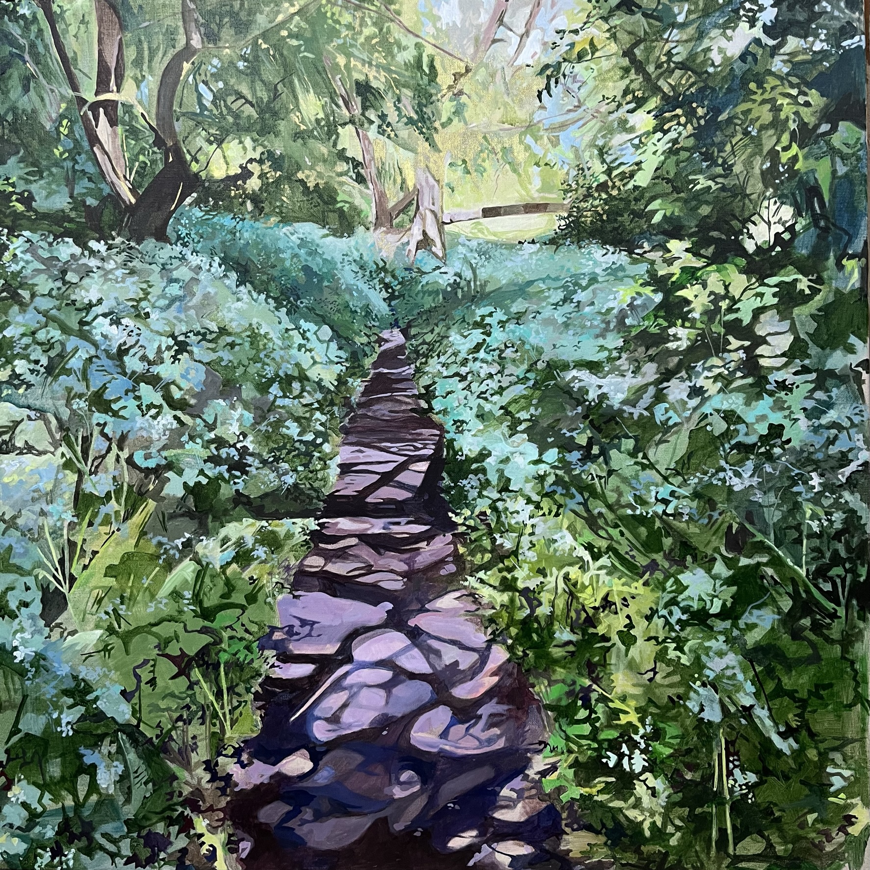 Spring Shimmer (2022), acrylic on linen, 100x100cm