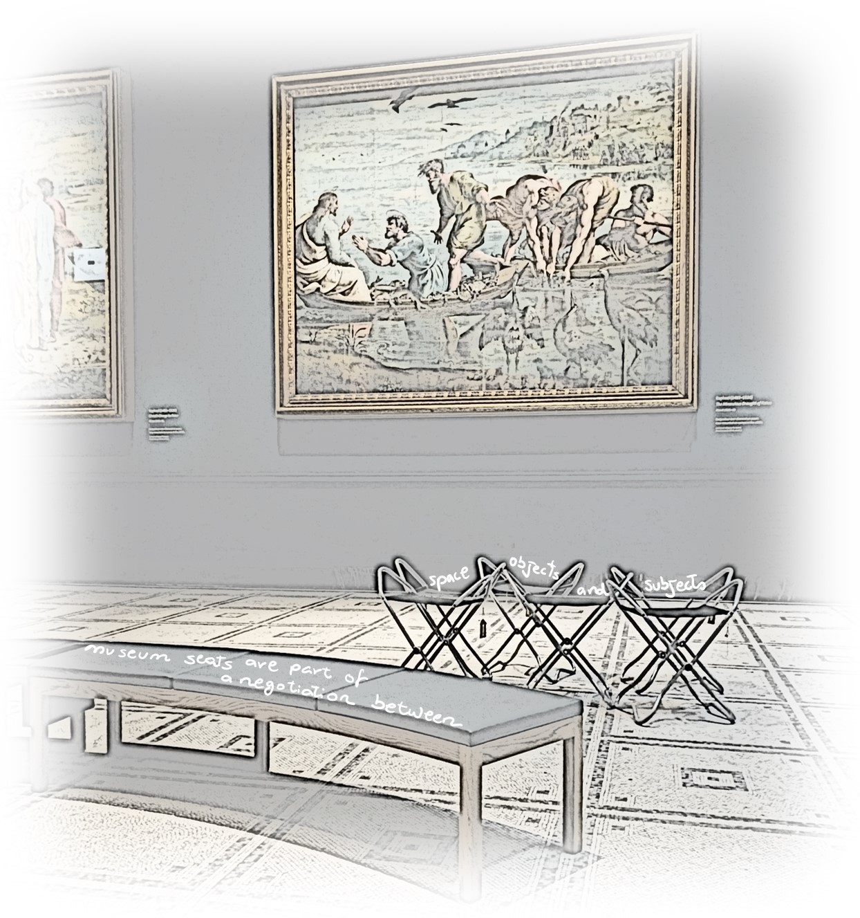 Joana Albernaz Delgado, The Raphael Court, Photograph taken at the V&A and digitally modified by the Author, 2021, used by courtesy of Victoria and Albert Museum, London.