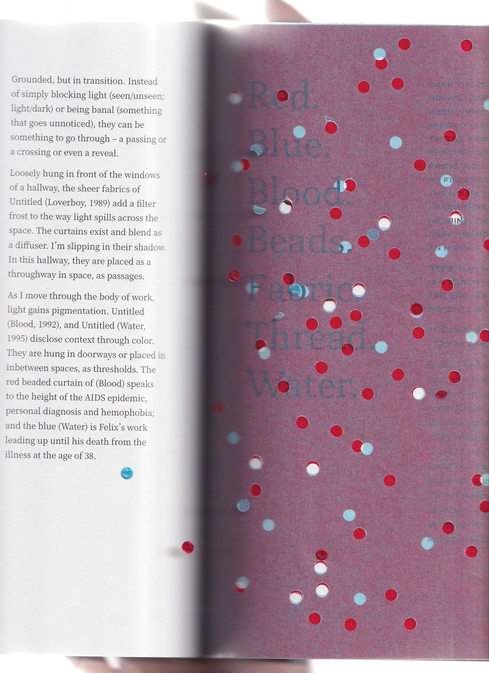 Hole punch inserts for '(Loverboy)(blood)(water),' Gretchen Blegen, Light Passes, 2023