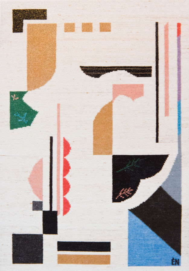 Handwoven wool rug. Serial production. 1990's