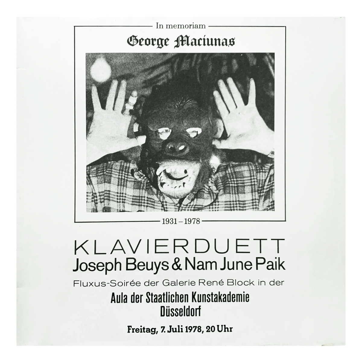 Edition Block EB 113 Joseph Beuys / Nam June Paik - In memoriam George Maciunas, Klavierduett, 7.7.1978 Design: Ute Klophaus (photography)