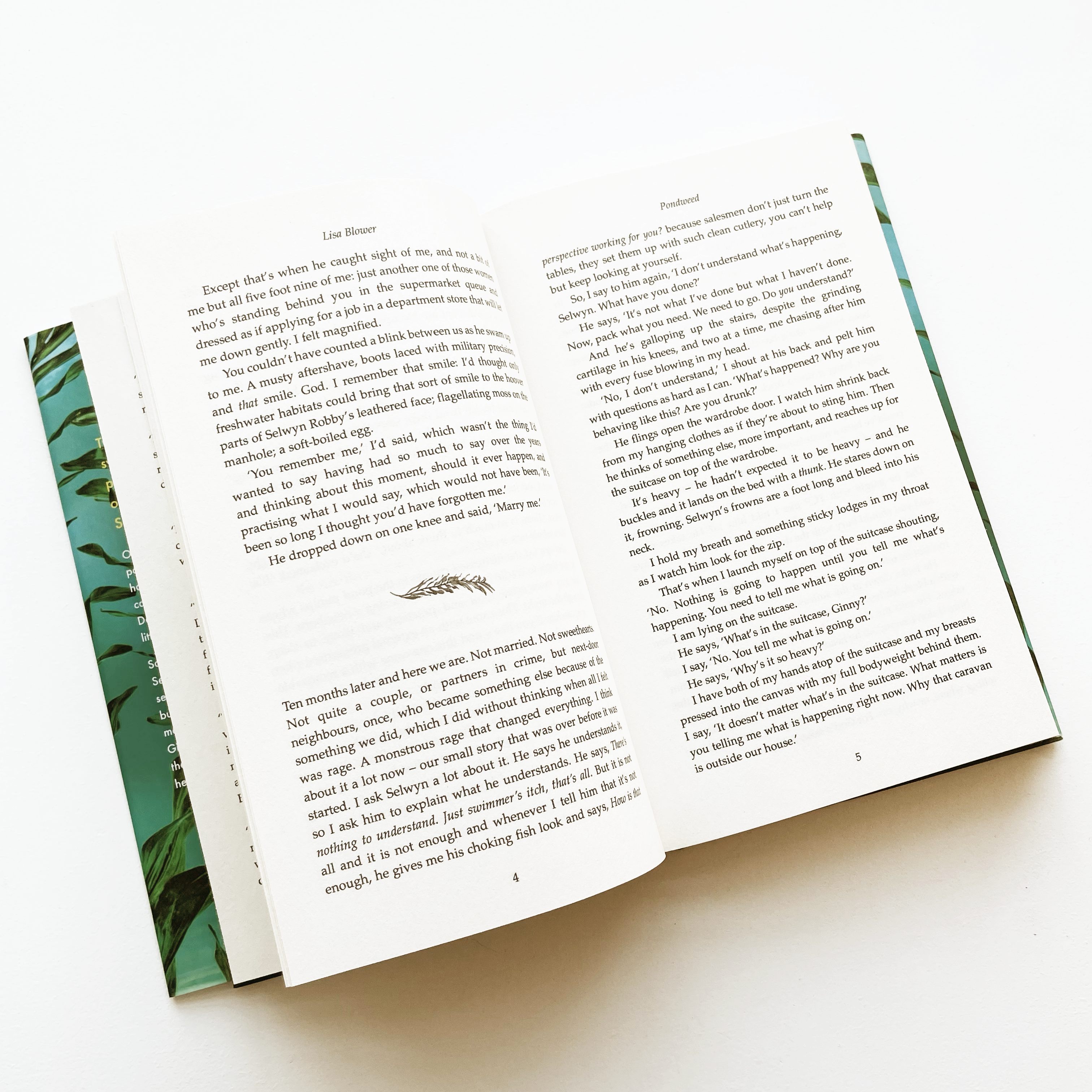 Pondweed hardback (2020), body design with decorative tildes