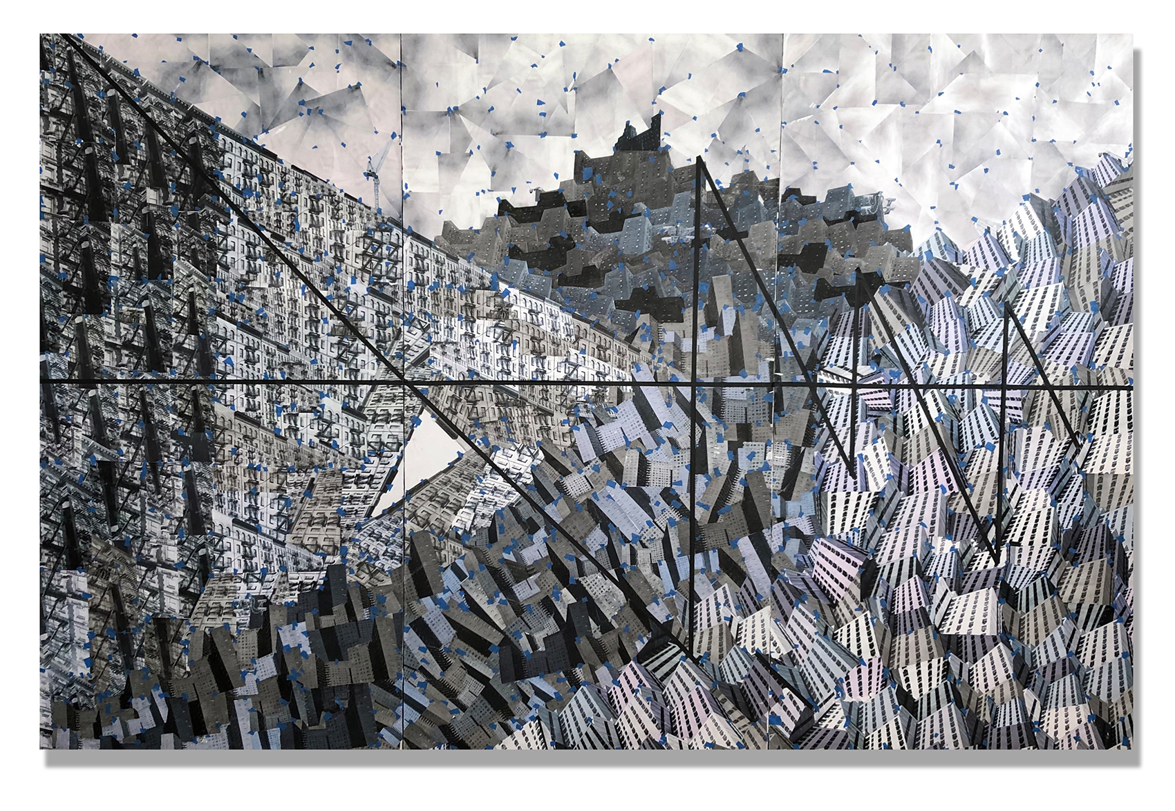 ‘Anguish Reaching Into The Sky,’ Cut-and-pasted inkjet-printed photographs, adhesive tape, and acrylic polymer on wood panel, 2020