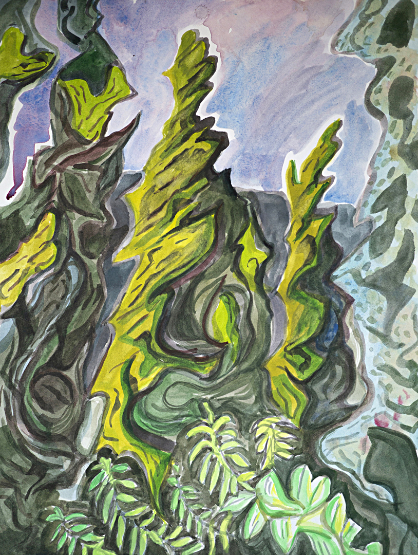 Backyard GardenAugust 22, 202112 x 16" watercolor, gouache, pencil