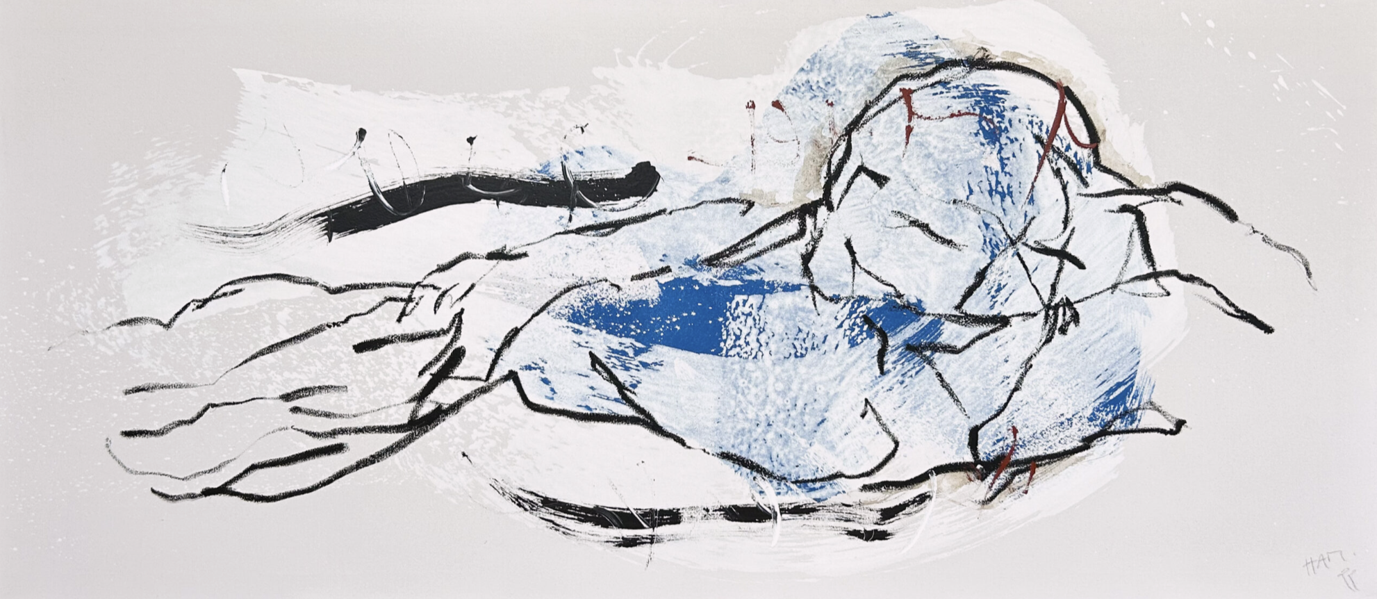 panta rhei", 2022, 75 x 170 cm, Oil, acrylic on canvas