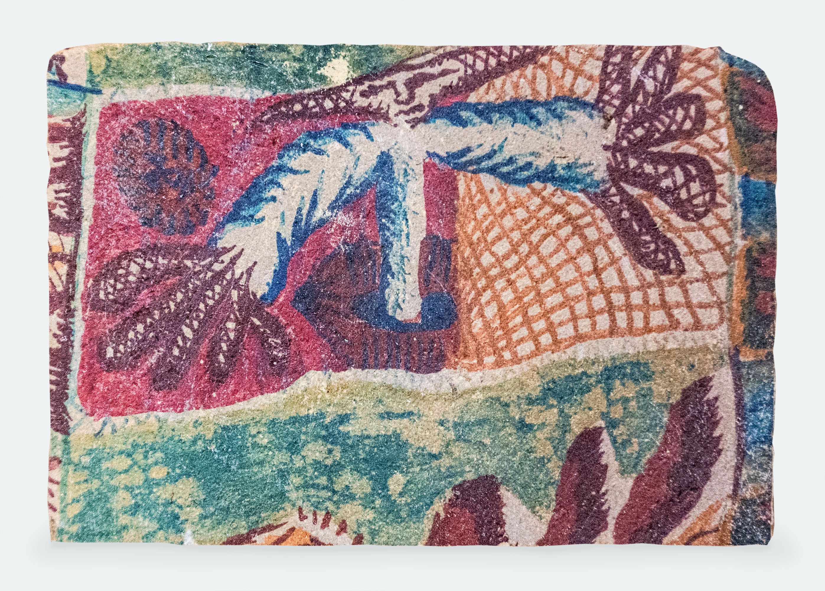 Frammento di Ipogeo Txakurreoinkjet print on tufa slab, produced by TAM Museum, 15x20cm, 2022 · info