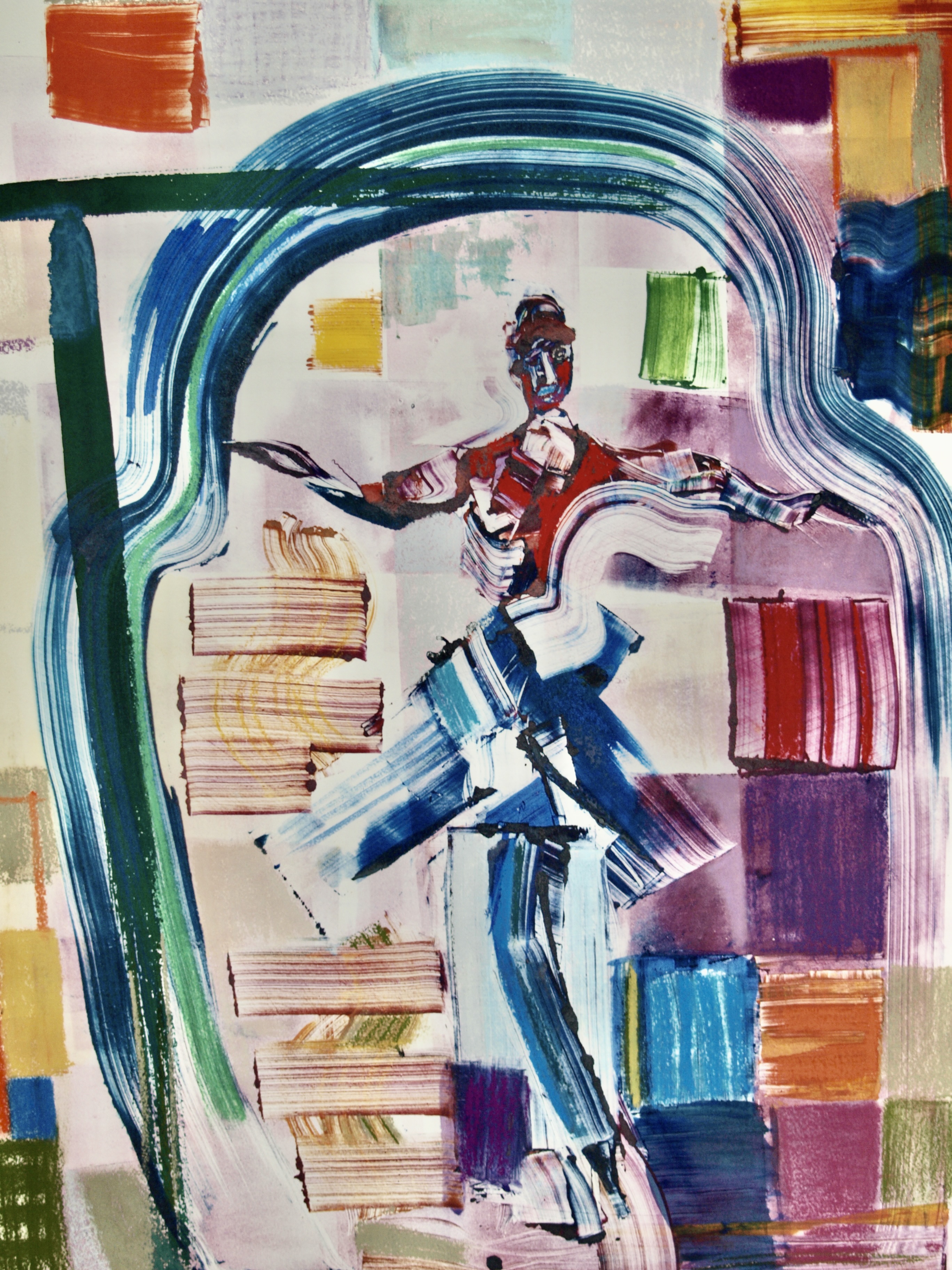 'Dancer' - Monoprint & pastel 