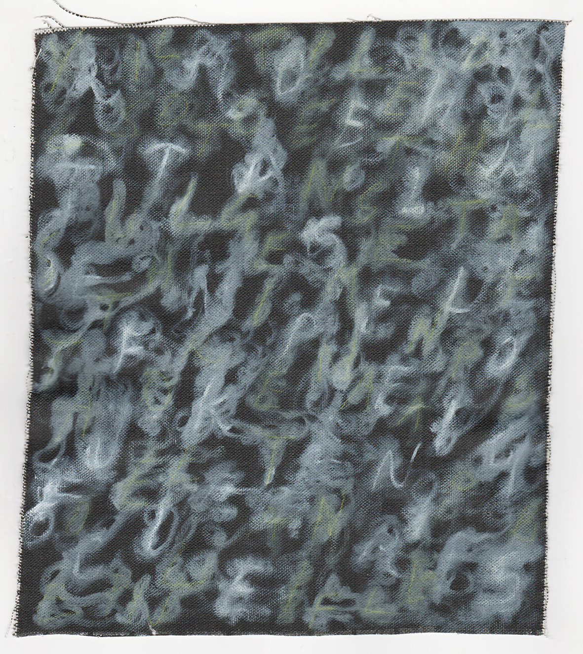 Offerings, oil, colour pencil and sunflower pollen on unstretched black canvas, 24 x 28 cm, 2021
