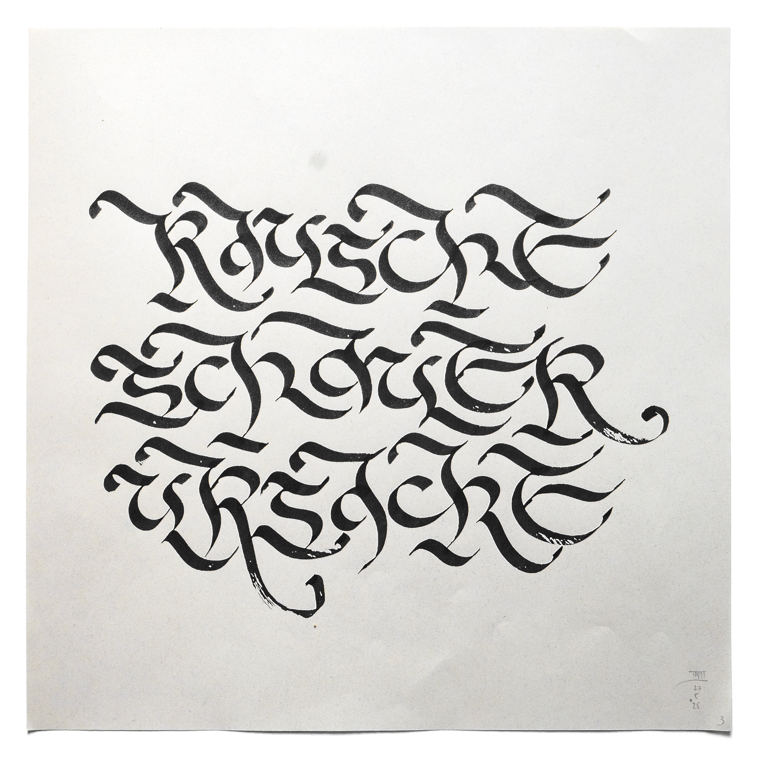 „Rausche / Schauer / Ursache“, ca. 30 × 30 cm, Strichstärke: 6 mm, 2025