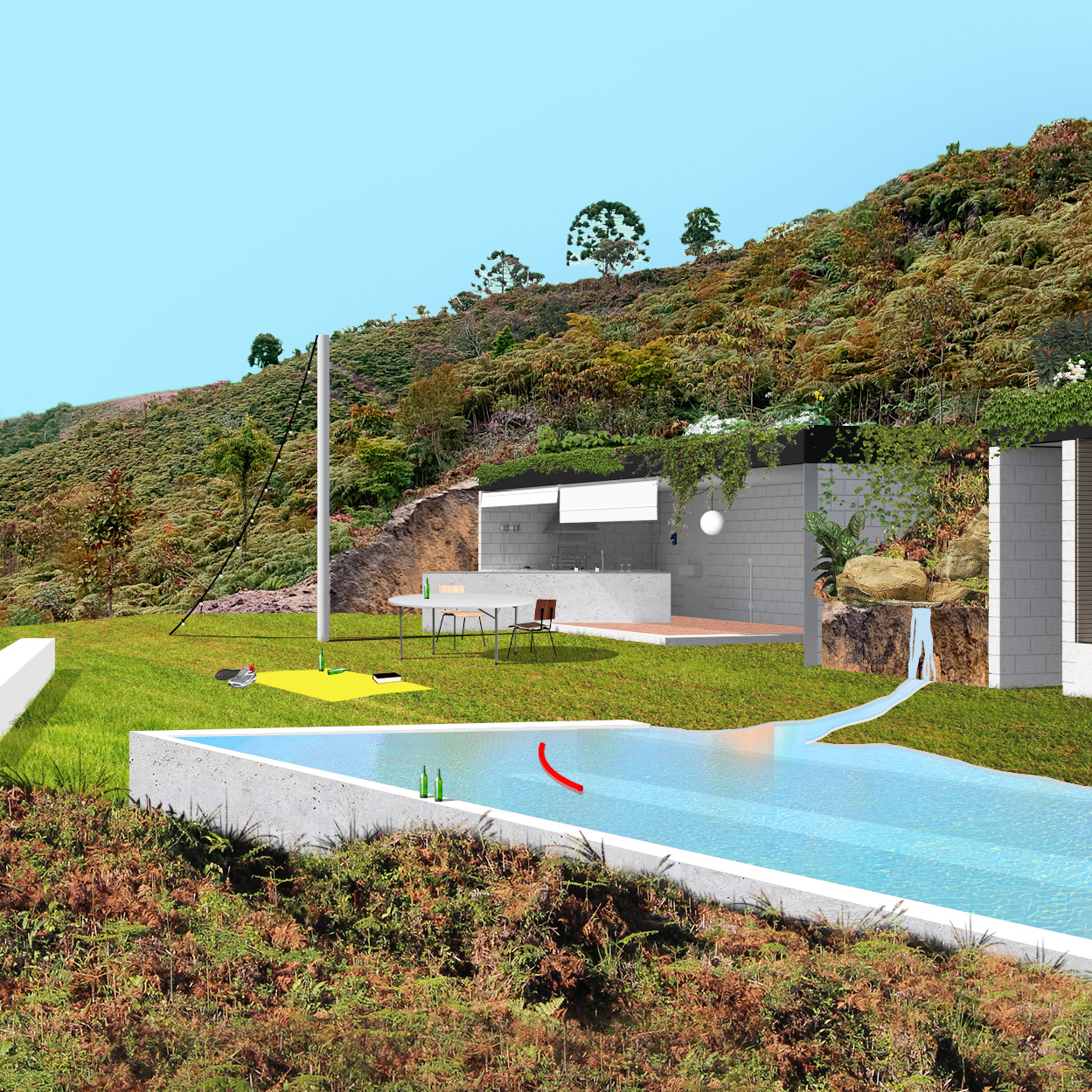 Piscina na Bocaina, CLUBE (coord. de projeto: Luiz Solano).  Silveiras, Brasil, 2023. 2/3