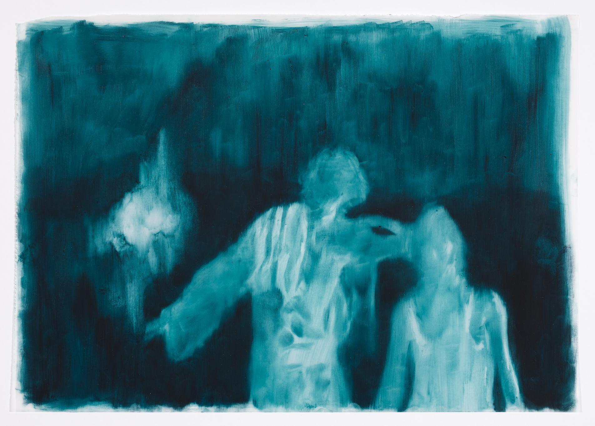 Trace XIII, 2015. Oil on tracing paper, 30 x 42 cm
