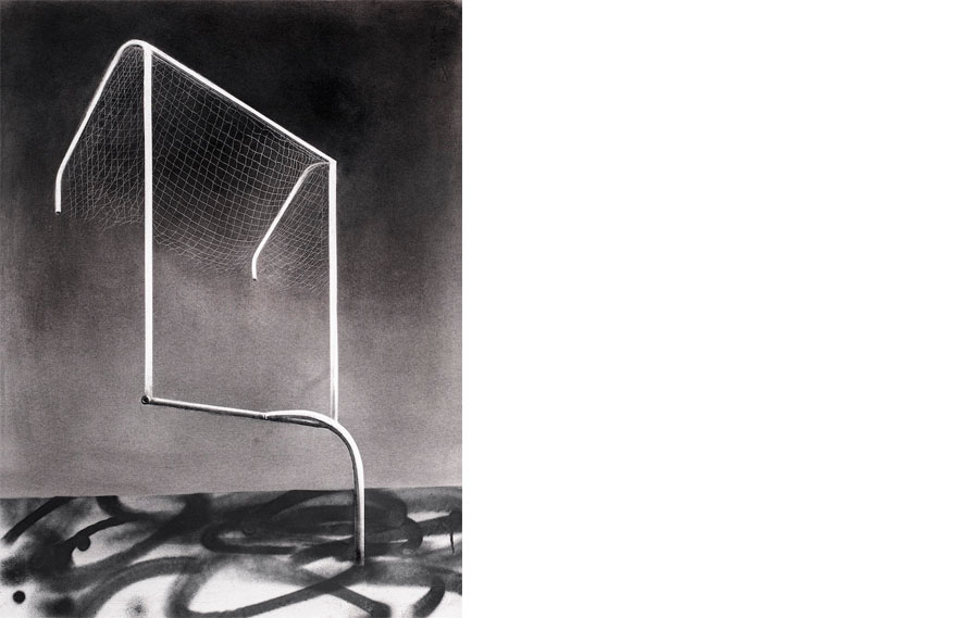 Recompence for Silence, 2020. Charcoal and spray paint on paper, 30 x 22.5 inches.