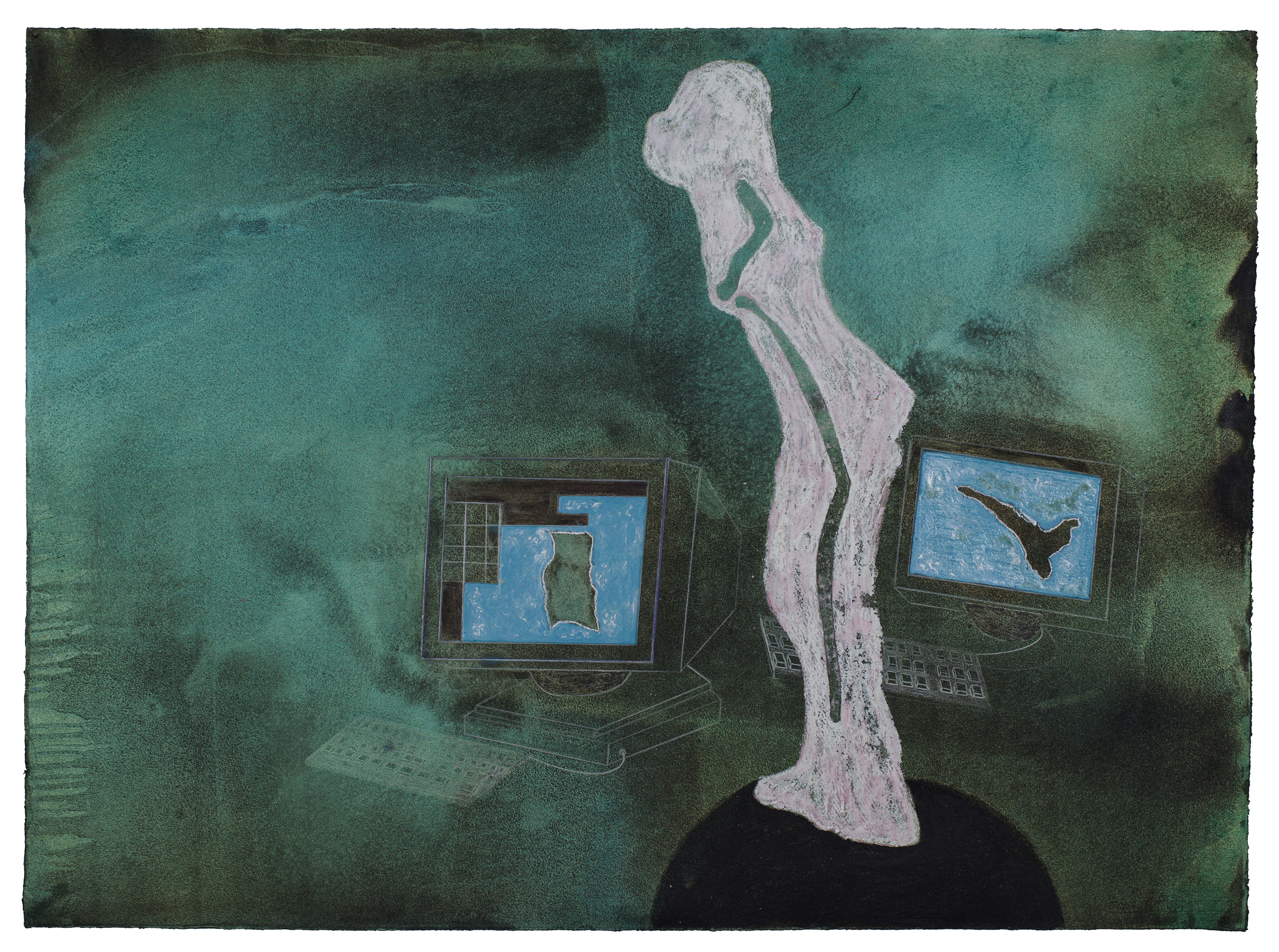 Untitled, 2015, Oil, Pigments, Pencil and Pastel on Cotton Paper, 111x79 cm
