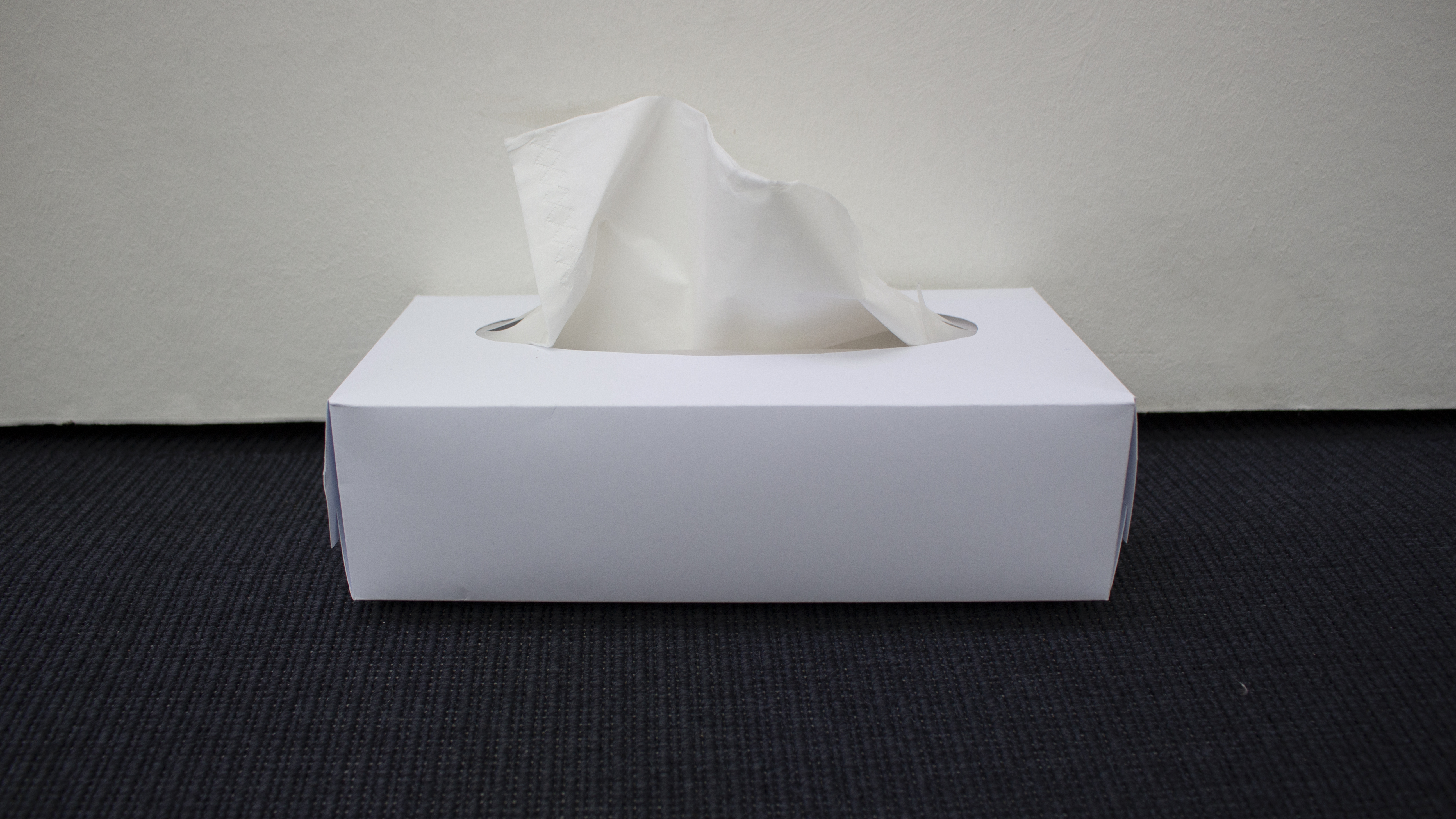 "Ending with a reality", 2021, tissue box, paper, 11.5 x 22.5 x 6.5 cm