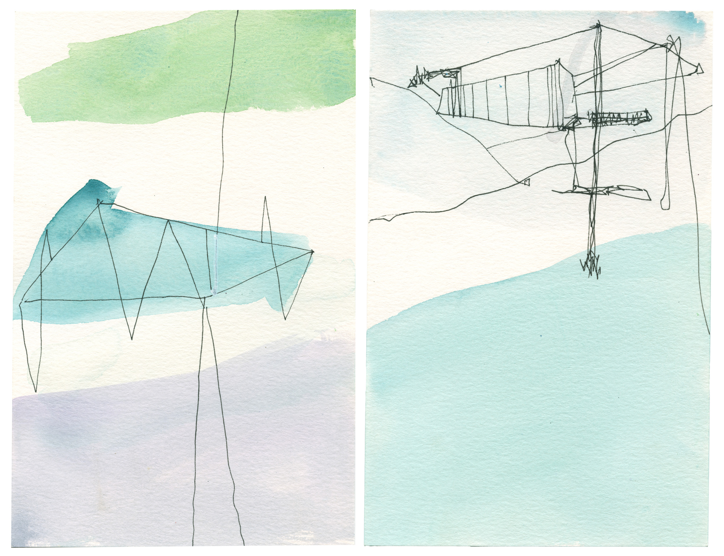 2415, watercolor and ink on paper, 8 1/2 x 11 inches (diptych)