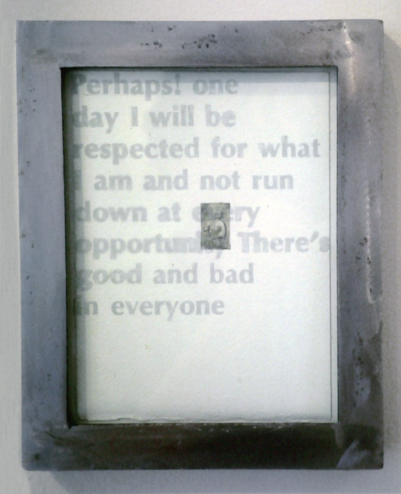 Headstone, watercolour, steel,glass - image is approx 2cm high