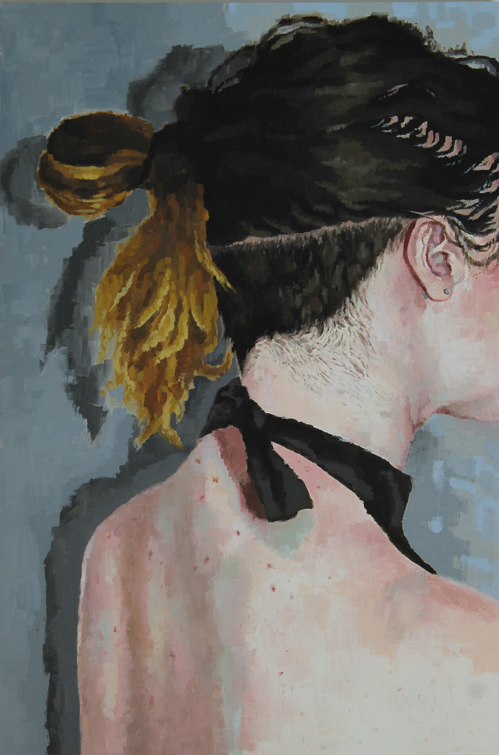 LIVING BARE AND BARELY, 2019, oil on wood panel, 36x24"