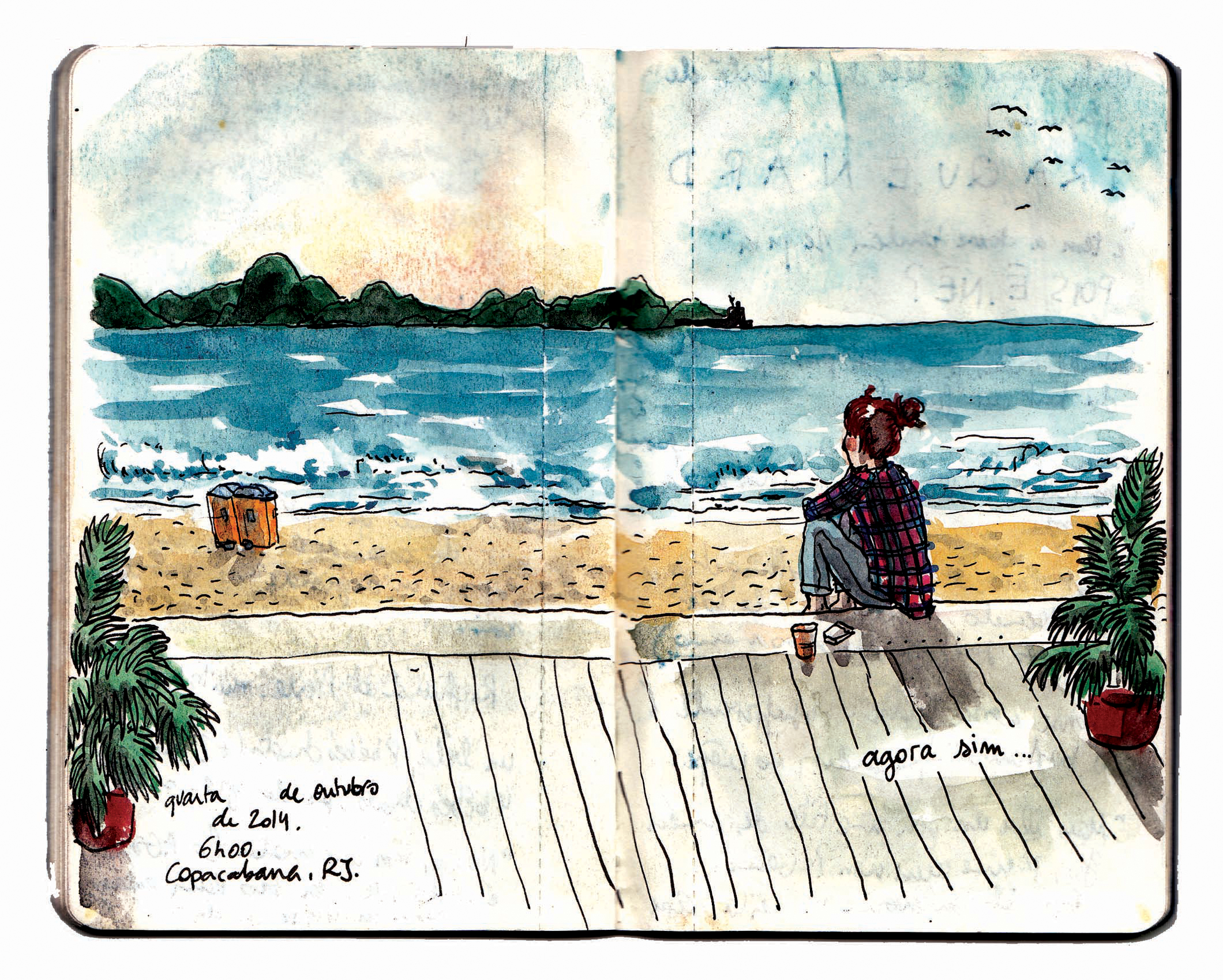 Extrait de carnet, encre de Chine et aquarelle